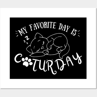 My Favorite Day Is Caturday Funny Animal Cat Pun Posters and Art